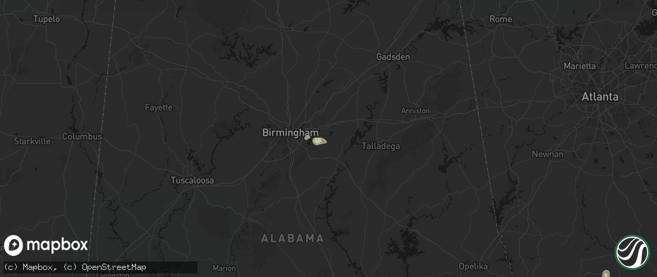 Hail map in Vandiver, AL on June 20, 2026