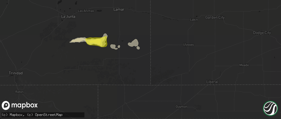 Hail map in Walsh, CO on June 20, 2026