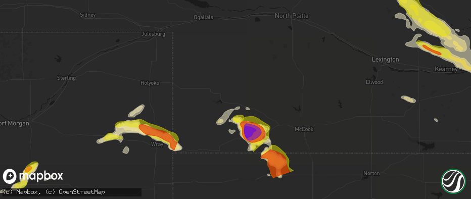 Hail map in Wauneta, NE on June 20, 2026