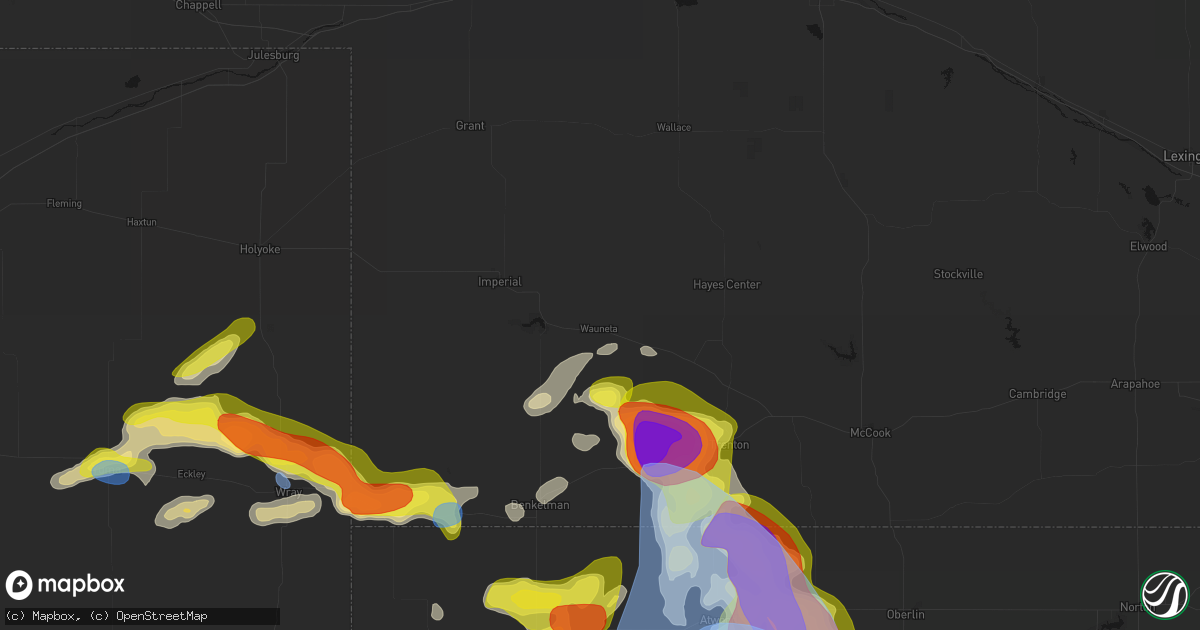 Hail map in Wauneta, NE on June 20, 2026