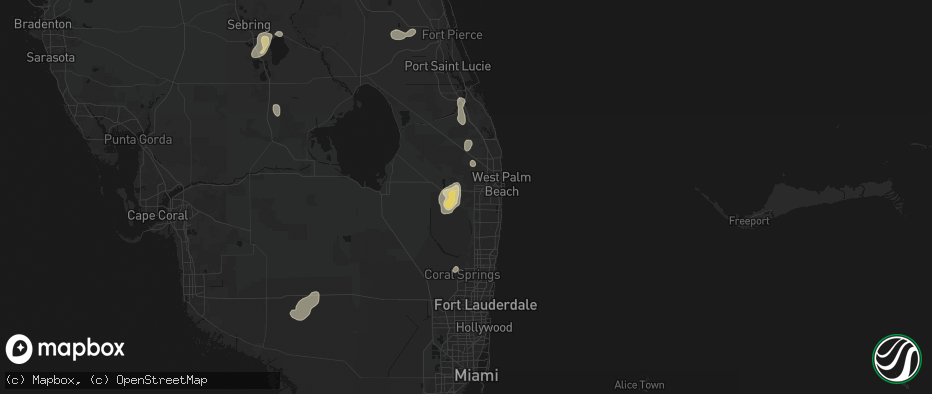 Hail map in Wellington, FL on June 20, 2026