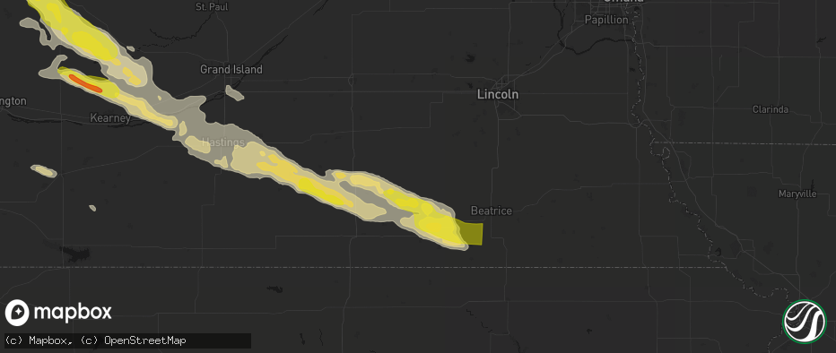 Hail map in Western, NE on June 20, 2026