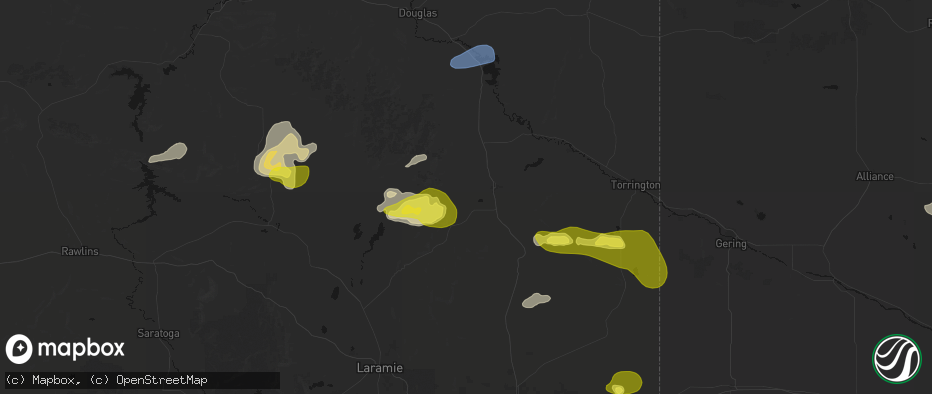 Hail map in Wheatland, WY on June 20, 2026