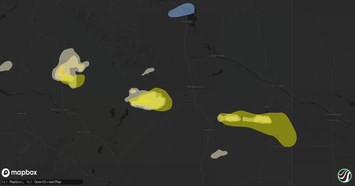 Hail map in Wheatland, WY on June 20, 2026