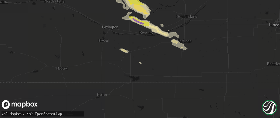 Hail map in Wilcox, NE on June 20, 2026