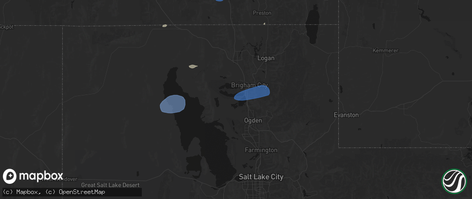 Hail map in Willard, UT on June 20, 2026