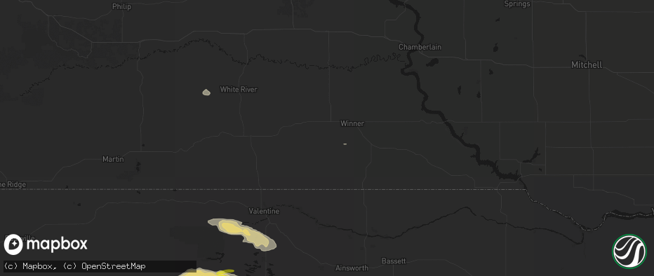 Hail map in Winner, SD on June 20, 2026