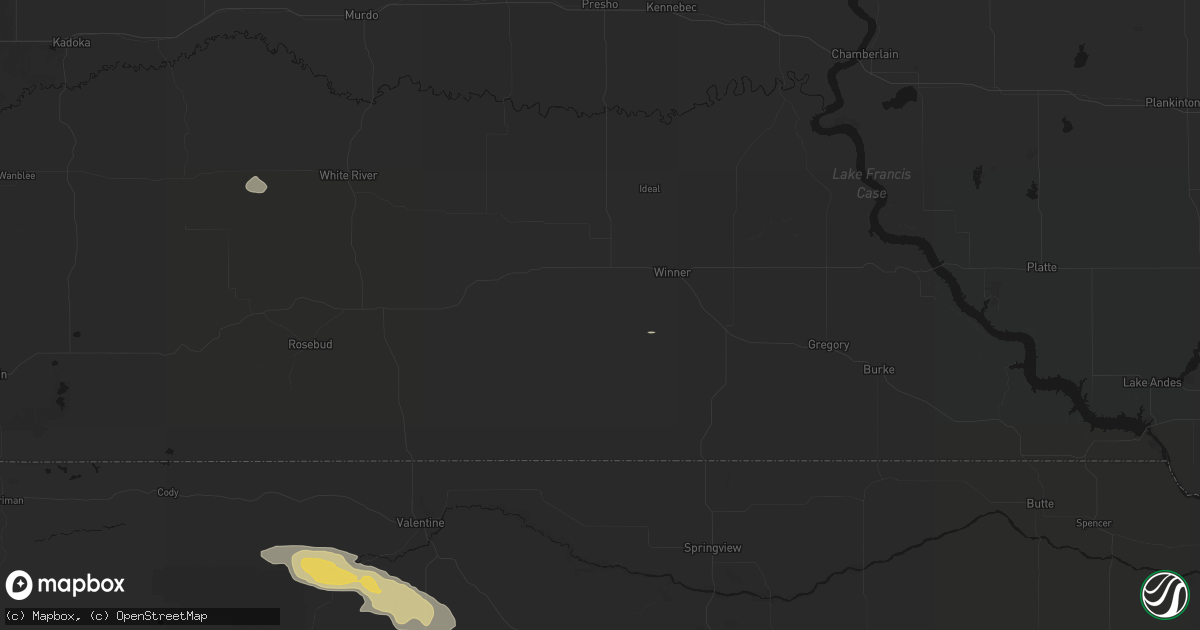 Hail map in Winner, SD on June 20, 2026