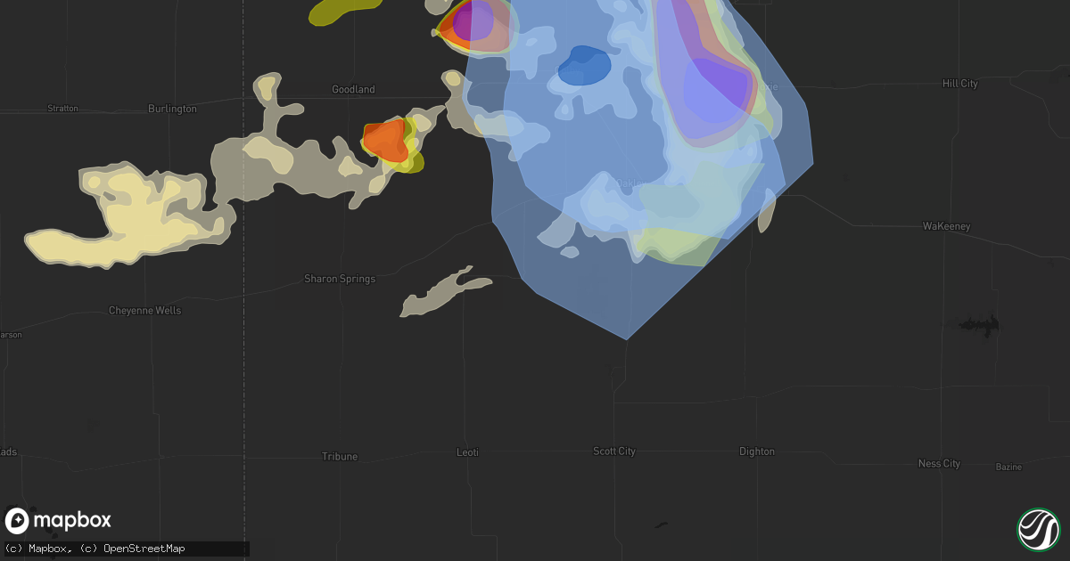 Hail map in Winona, KS on June 20, 2026