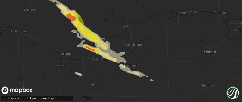 Hail map in Wood River, NE on June 20, 2026