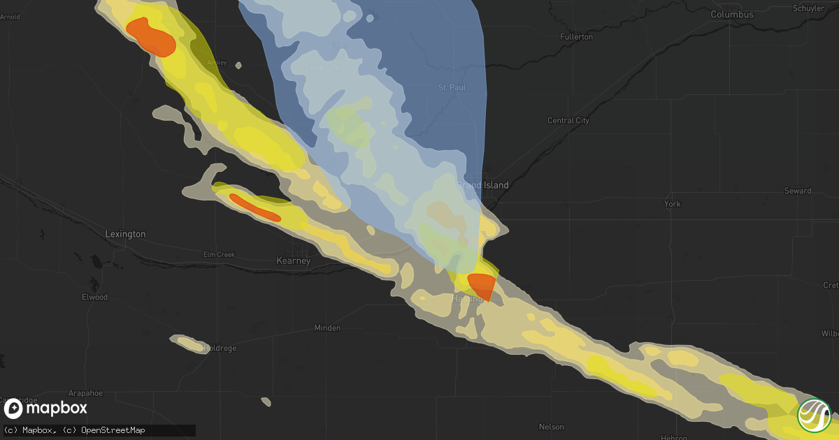 Hail map in Wood River, NE on June 20, 2026