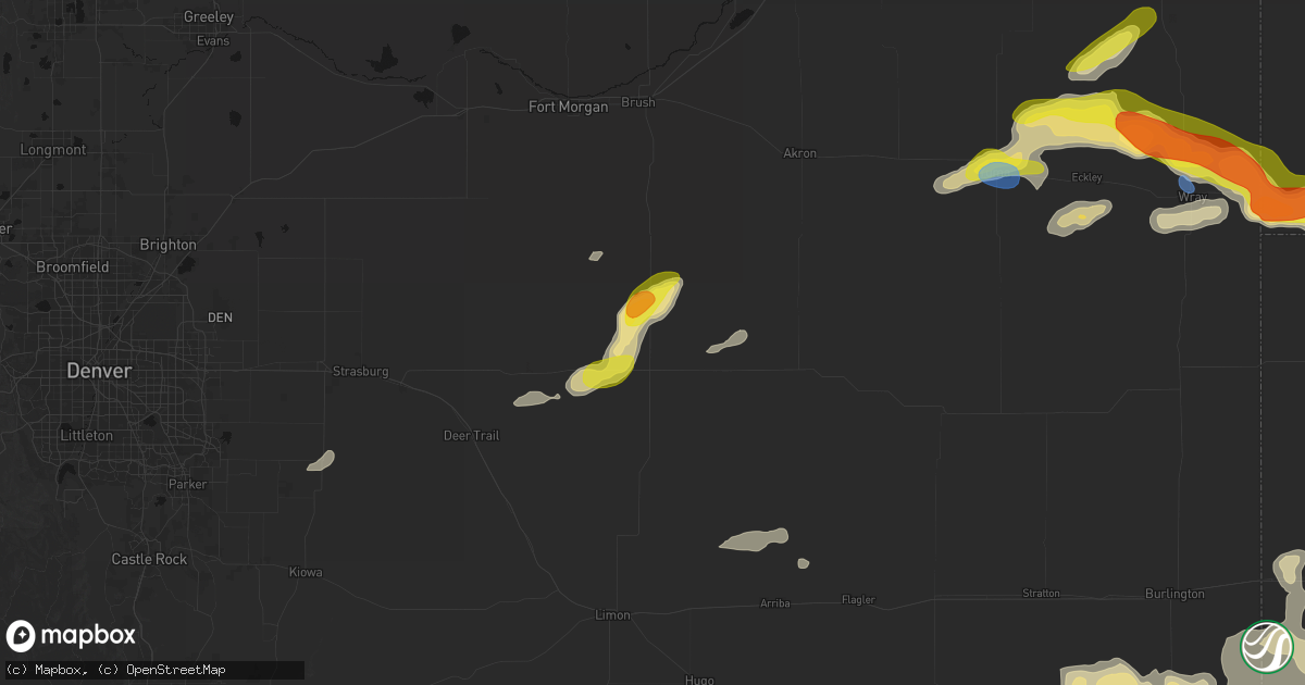 Hail map in Woodrow, CO on June 20, 2026