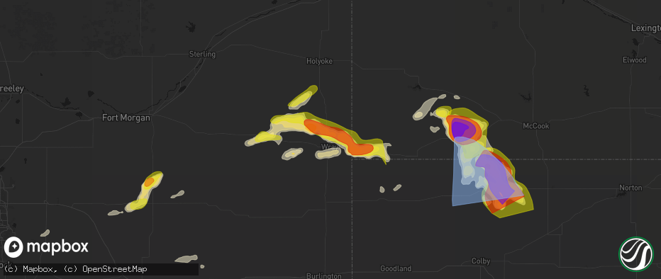Hail map in Wray, CO on June 20, 2026