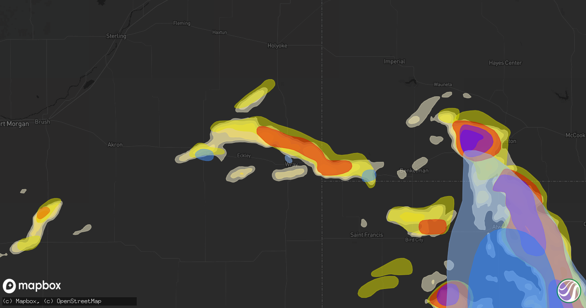 Hail map in Wray, CO on June 20, 2026