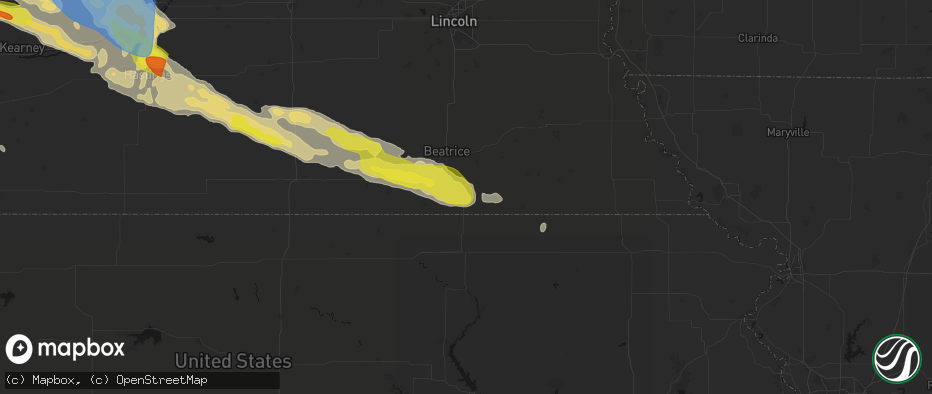 Hail map in Wymore, NE on June 20, 2026