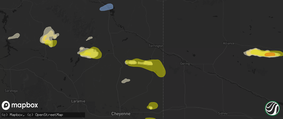 Hail map in Yoder, WY on June 20, 2026