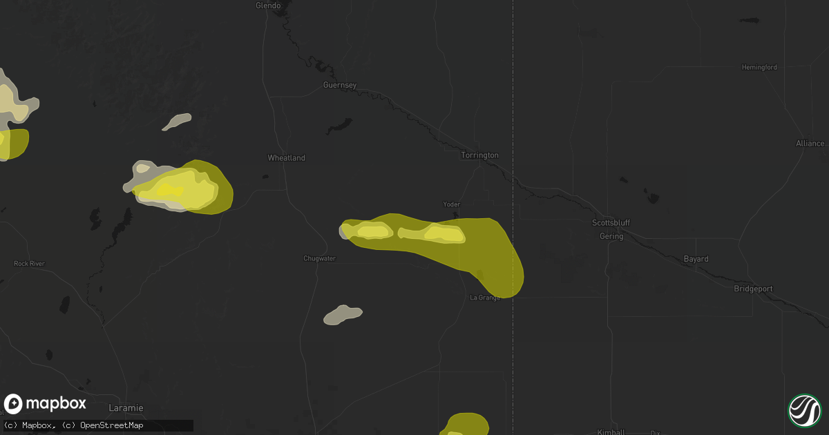 Hail map in Yoder, WY on June 20, 2026