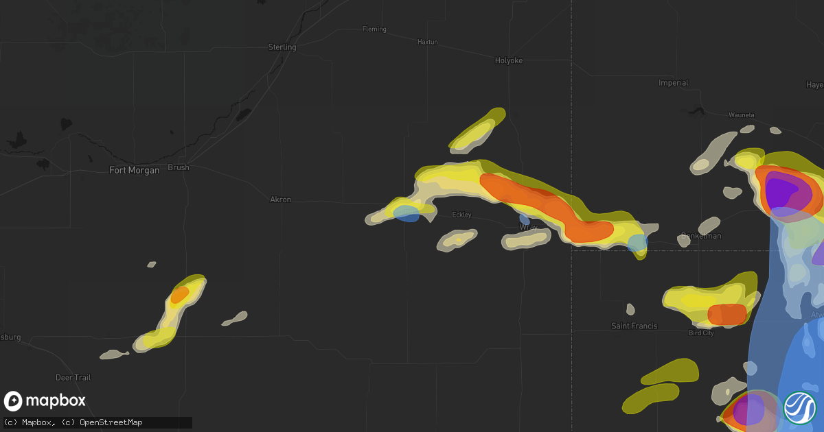 Hail map in Yuma, CO on June 20, 2026