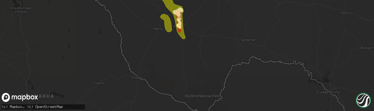 Hail map in Alpine, TX on June 21, 2013