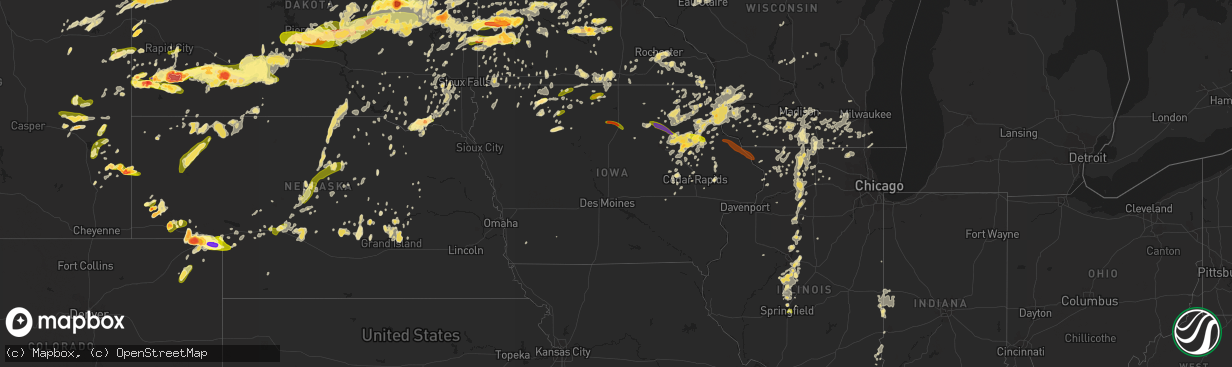 Hail map in Iowa on June 21, 2013