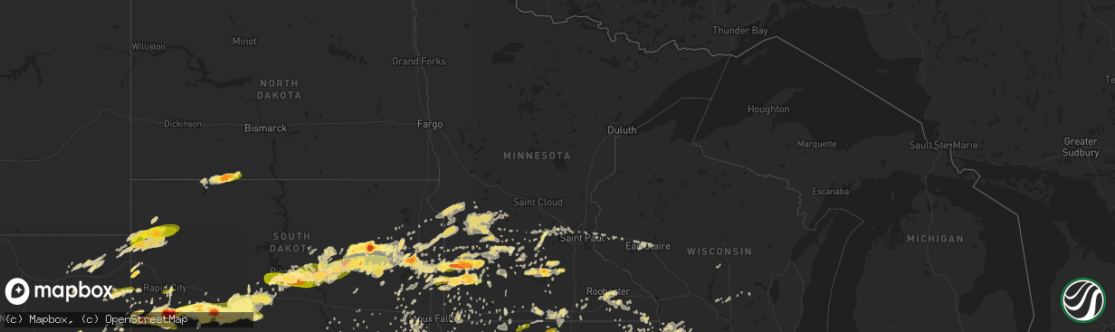 Hail map in Minnesota on June 21, 2013