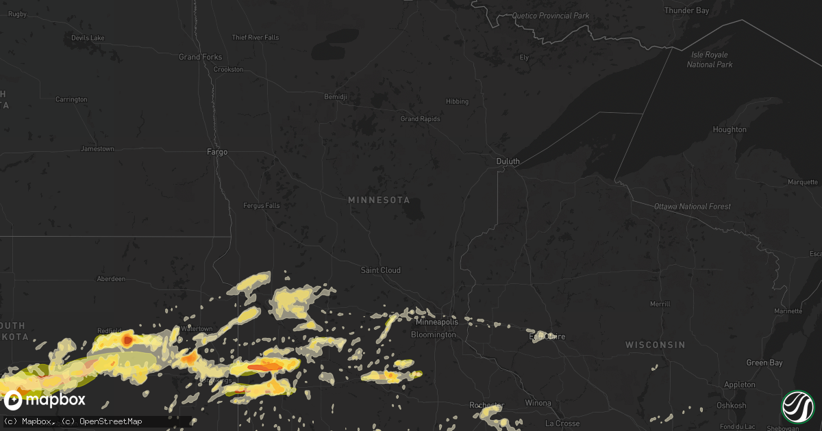 Hail map in Minnesota on June 21, 2013