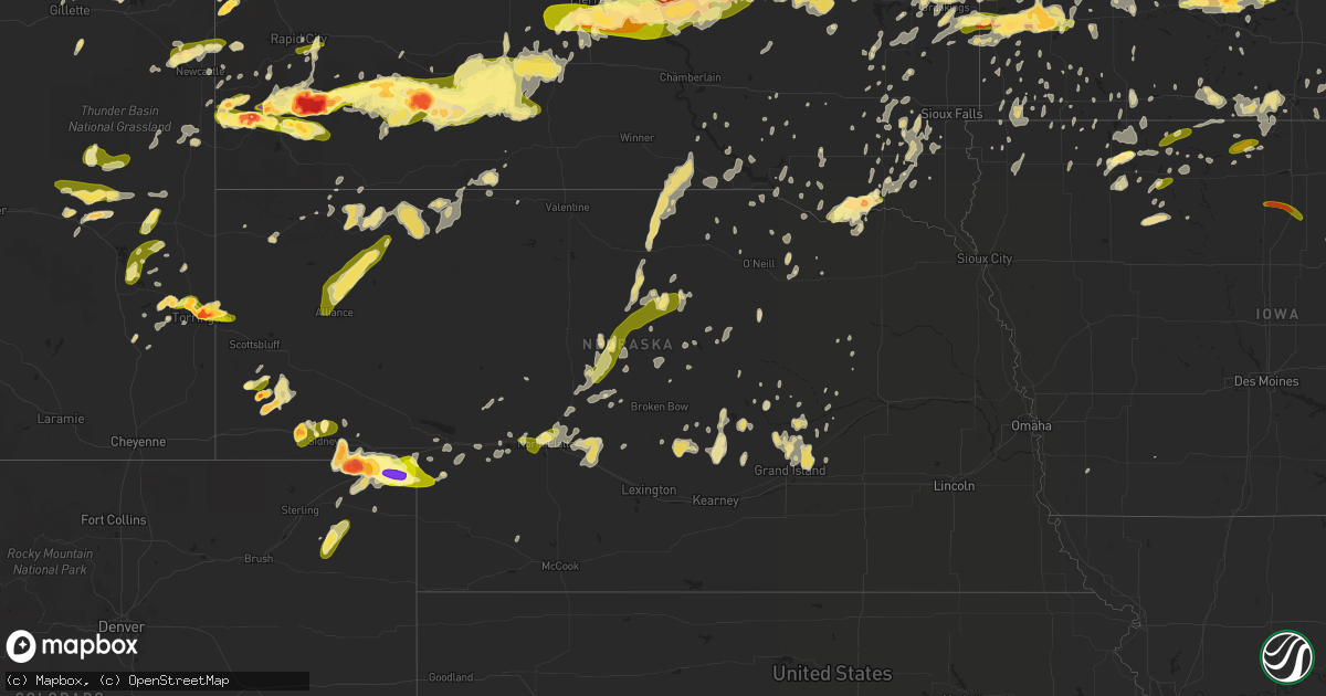 Hail map in Nebraska on June 21, 2013