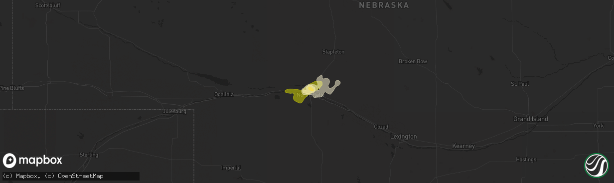 Hail map in North Platte, NE on June 21, 2013