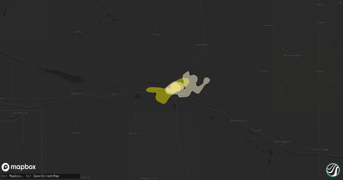 Hail map in North Platte, NE on June 21, 2013