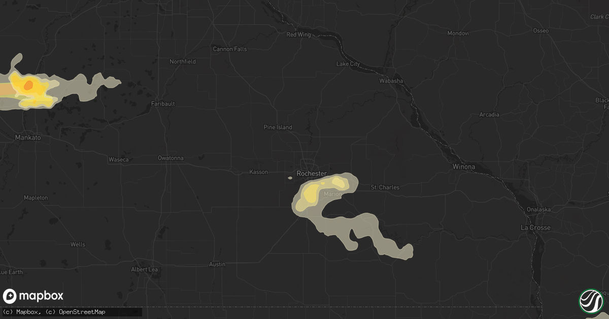 Hail map in Rochester, MN on June 21, 2013