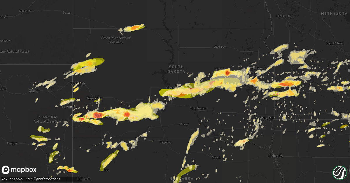Hail map in South Dakota on June 21, 2013