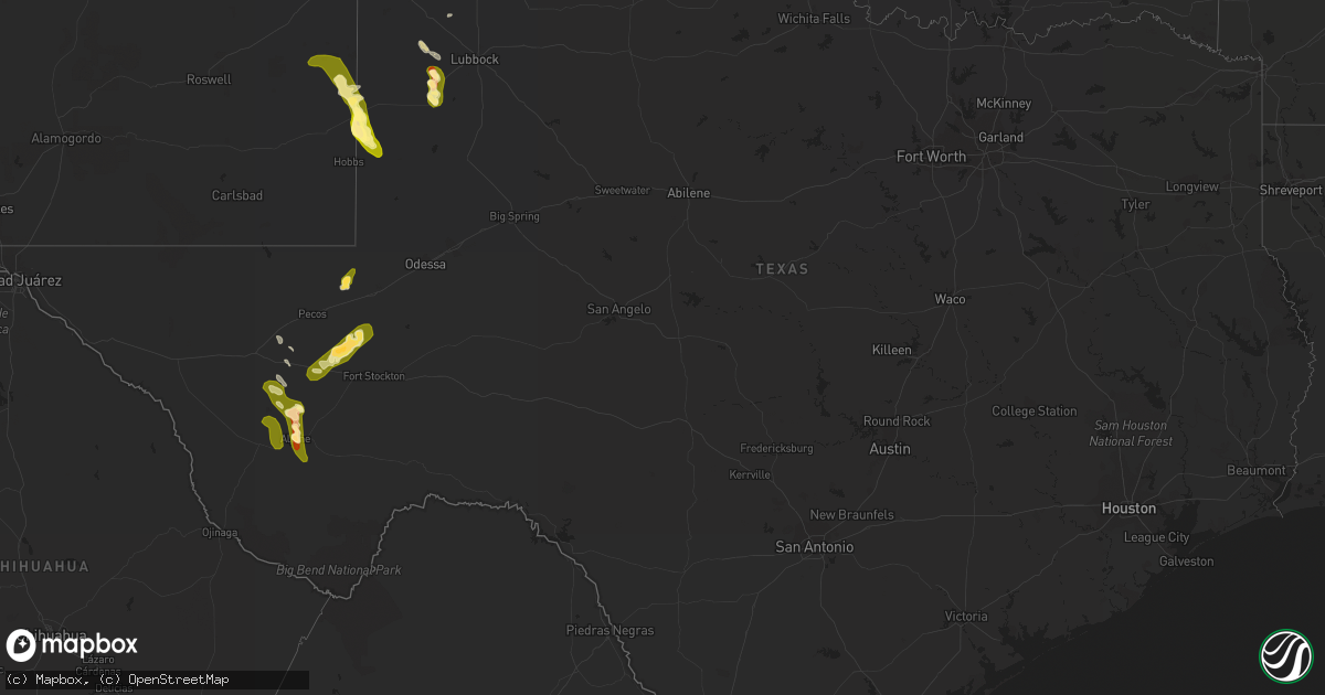 Hail map in Texas on June 21, 2013