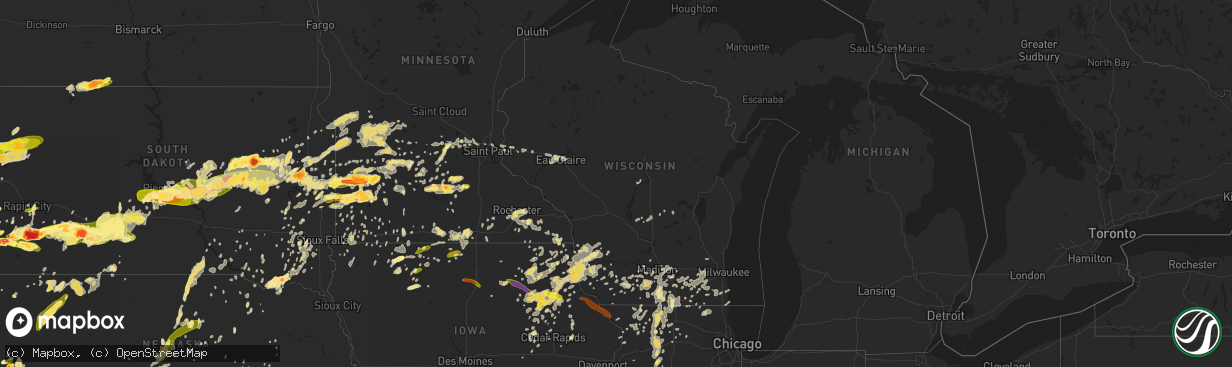 Hail map in Wisconsin on June 21, 2013