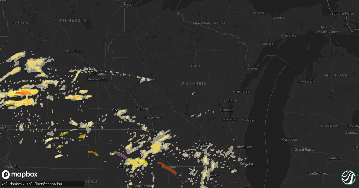 Hail map in Wisconsin on June 21, 2013
