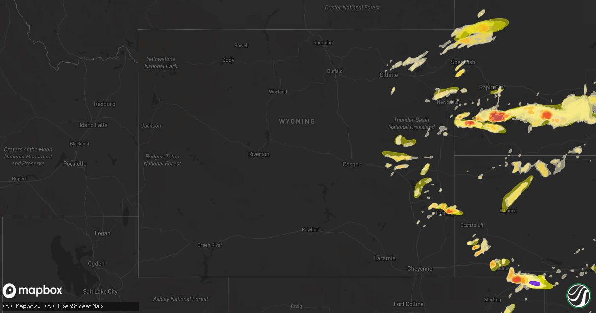 Hail map in Wyoming on June 21, 2013