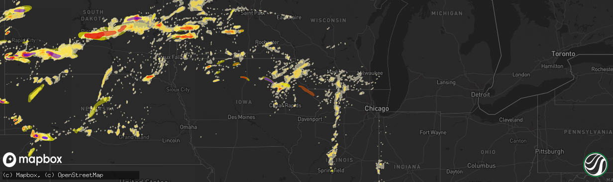 Hail map on June 21, 2013