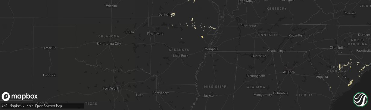 Hail map in Arkansas on June 21, 2014