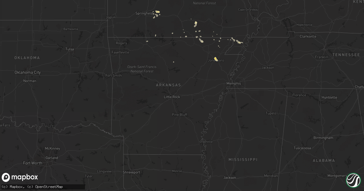 Hail map in Arkansas on June 21, 2014