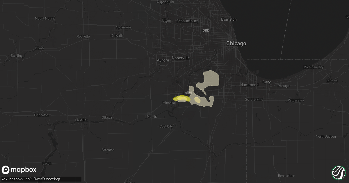 Hail map in Joliet, IL on June 21, 2014