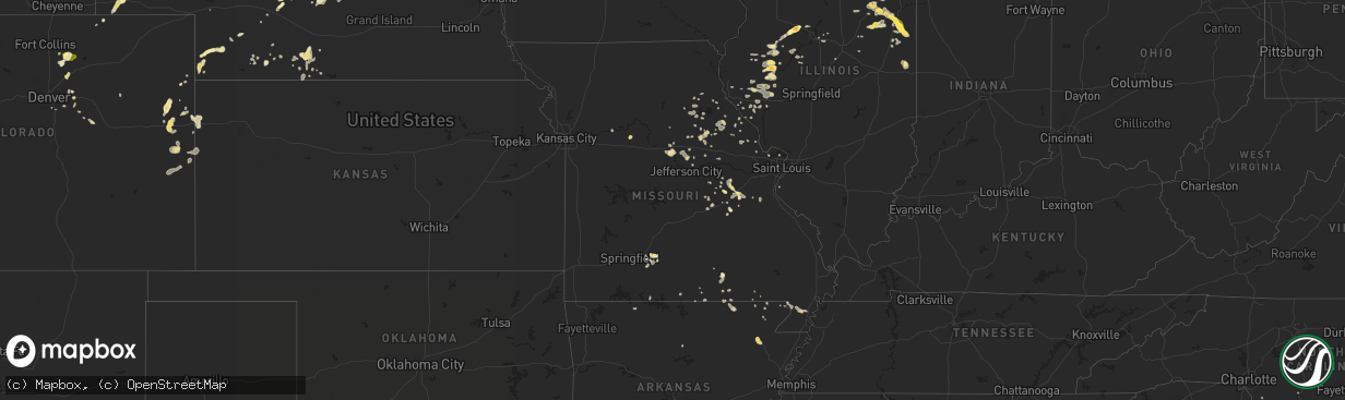 Hail map in Missouri on June 21, 2014