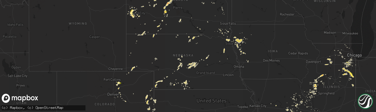 Hail map in Nebraska on June 21, 2014