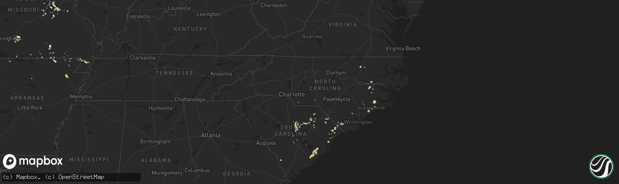 Hail map in North Carolina on June 21, 2014