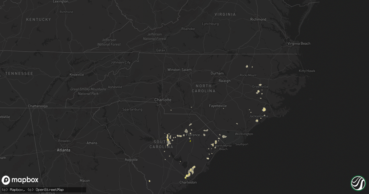 Hail map in North Carolina on June 21, 2014