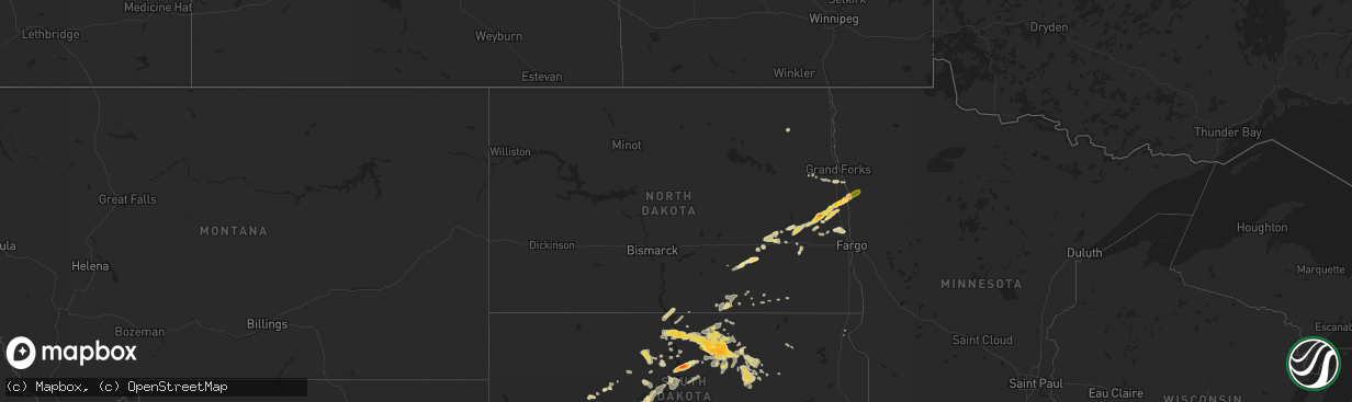 Hail map in North Dakota on June 21, 2014