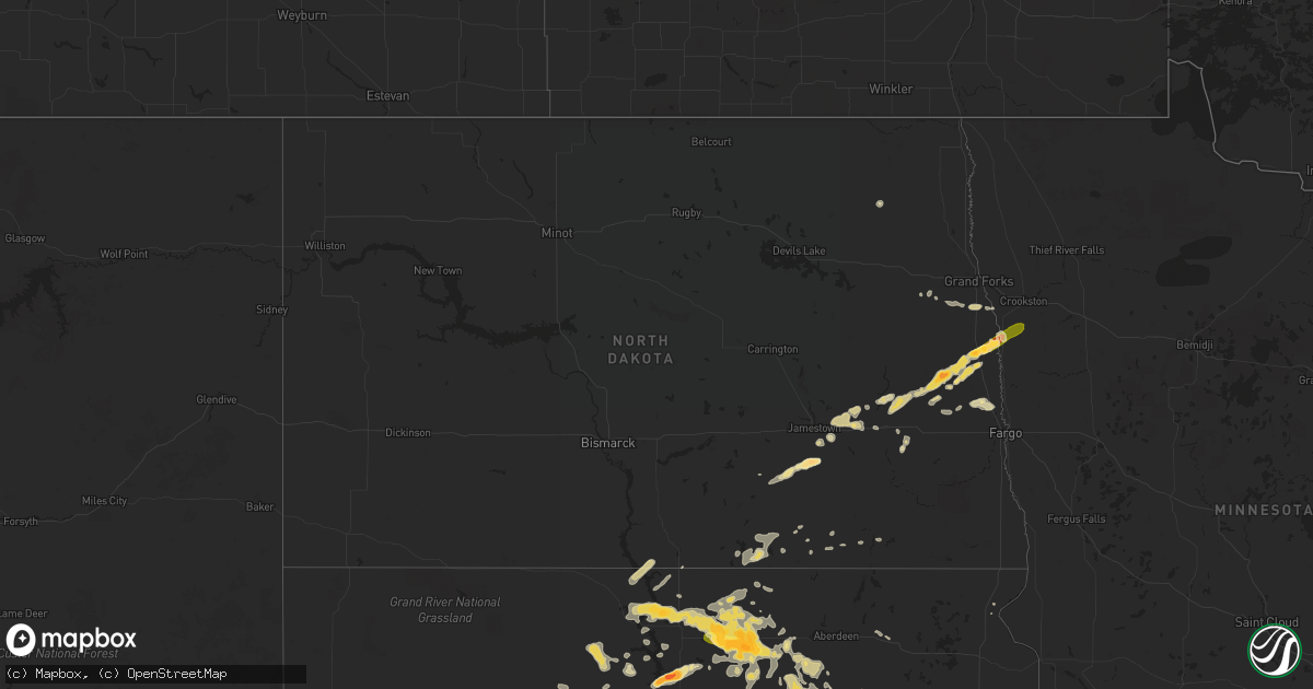 Hail map in North Dakota on June 21, 2014