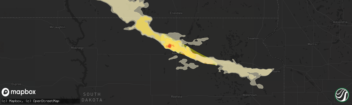 Hail map in Aberdeen, SD on June 21, 2015