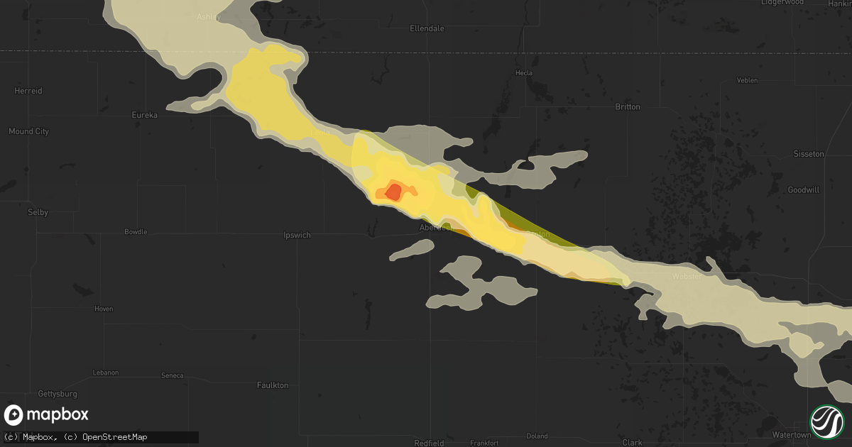 Hail map in Aberdeen, SD on June 21, 2015