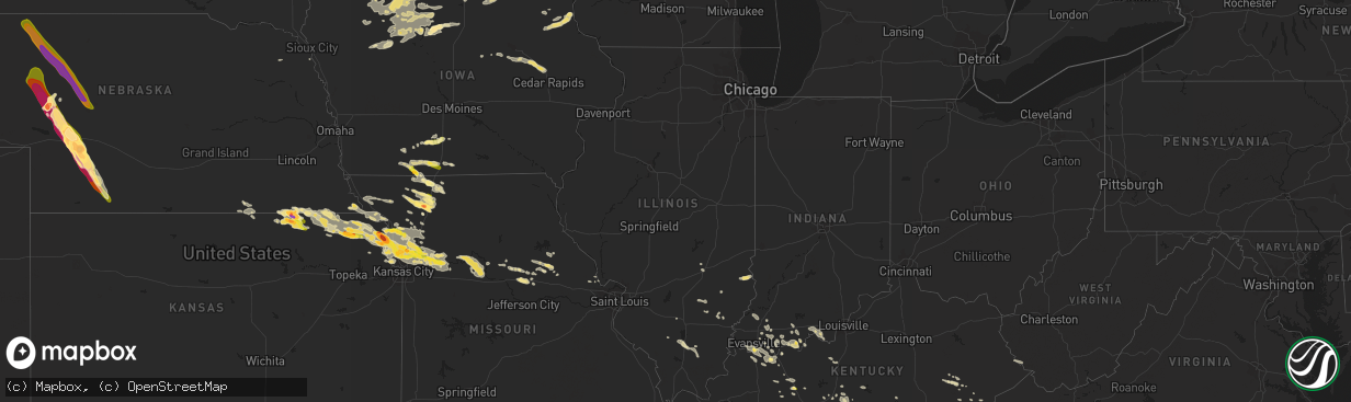 Hail map in Illinois on June 21, 2015