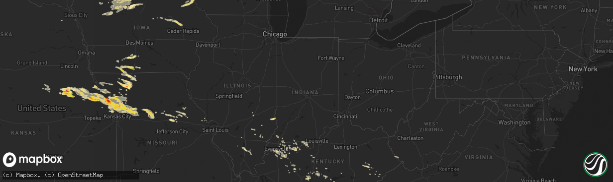 Hail map in Indiana on June 21, 2015