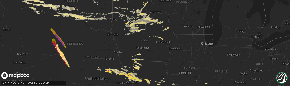 Hail map in Iowa on June 21, 2015